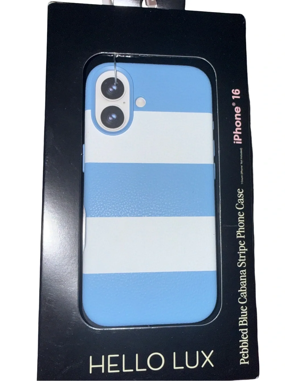 GEMS Hello Lux Light Blue Cabana Stripe Pebble PU iPhone Case - 16 New in Box